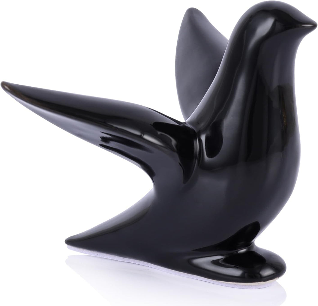 Black Ceramic Bird Figurine