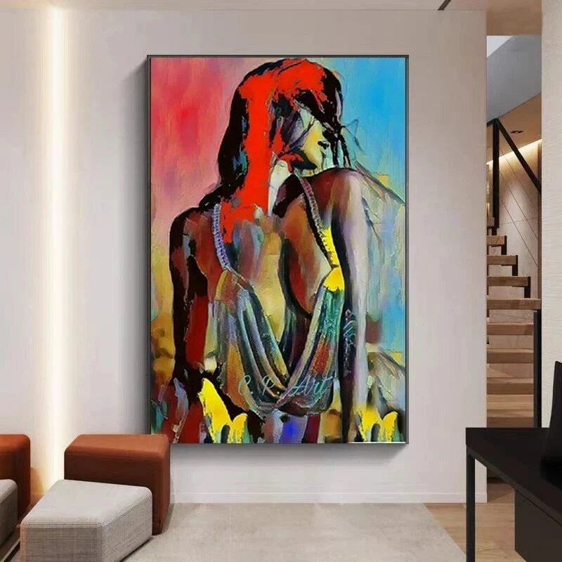 Wall Art Abstract Girl Canvas Painting Wall Poster Canvas Wall Art